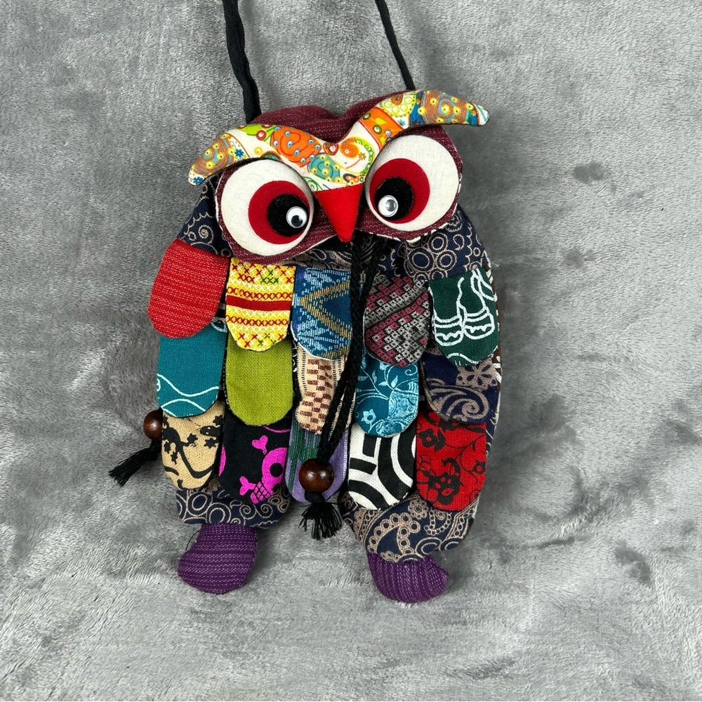 Owl Patchwork Handmade Crossbody Bag Pouch Colorful Anthropomorphic‎ Bespoke